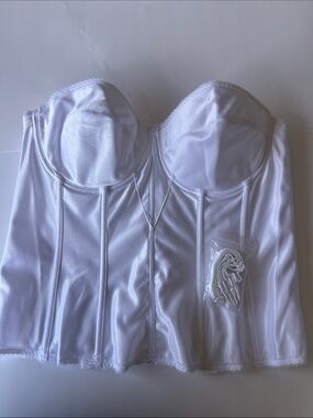 Dominique White Longline Bustier Corset Top